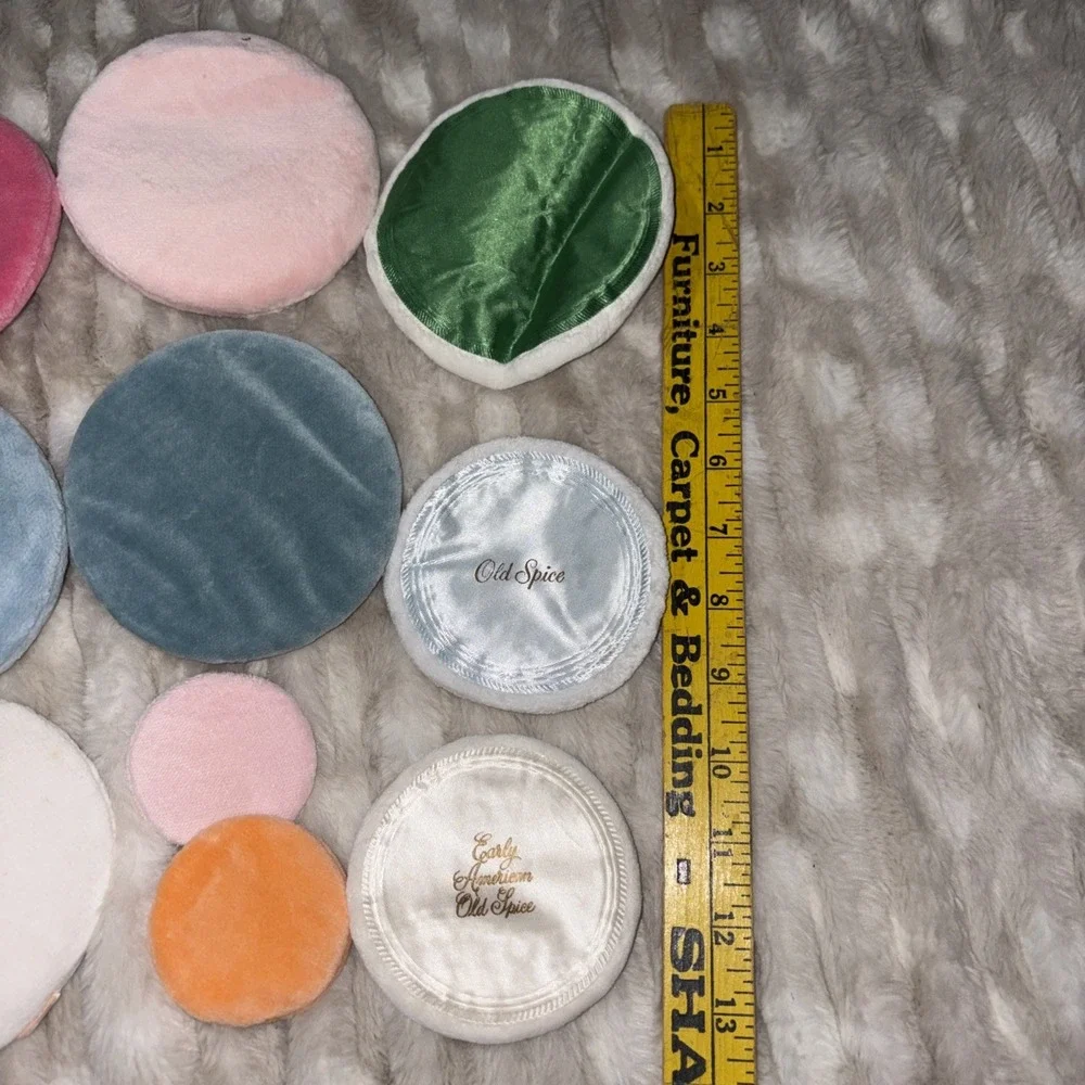 Lot Of Vintage Powder Puffs Cosmetic Pads Various Sizes and Colors